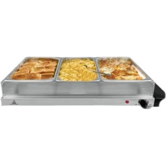 3 Behälter Speisewärmer Warmhalteplatte Buffetwärmer 2 in1 Catering Buffet BW300