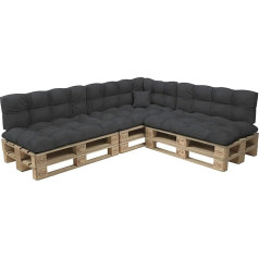 POKAR Palettenkissen Palletenauflagen Palettenpolster Palettensofa Palettenmöbel 8er Set: Sitzkissen 120x80 + Rückenlehne 120x40, antracīts