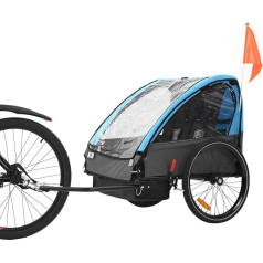 SEPNINE Bicycle trailer for children, two-seater, children, off-road vehicle, foldable, with handbrake