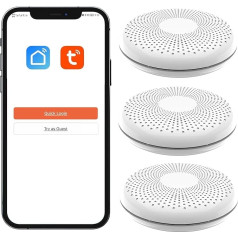 XINDUM WLAN dūmu detektors Oglekļa monoksīda detektors Kombinētais 10 gadu dūmu un CO detektors EN14604 un EN50291, 3 bateriju komplekts