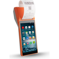 POS PDA Belegdrucker 58 mm Hochgeschwindwindigkeits-Thermodrucker mit Android 8.1 5,5 Zoll Touchscreen Handheld Mobile Point of Sale Tablet Scannen 1D/2D/QR Barcodes Unterstützt 3G und 2G 3GB RAM + 8GB