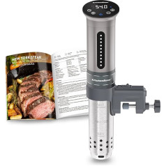 KitchenBoss Sous Vide Roner virtuves zemas temperatūras lēnā plīts Profesionāls termiskais cirkulators IPX7 ūdensizturīgs taimeris ar skārienjūtīgu ekrānu sudraba krāsā