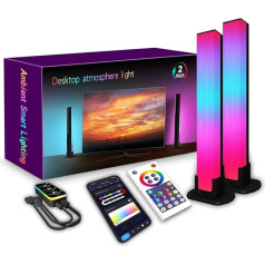 ALcorY SAL001 Por Tuya WiFi Infrarot Musik Fantasy Fantasy Desktop Atmosphäre Licht Wettbewerb Gaming TV Tonabnehmer Hintergrundlicht 24-Tasten-Fernbedienung (Color : Bt Black 2 pcs)