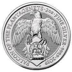 Falcon 999 sudraba monēta kapsulā Karalienes zvērs 2019