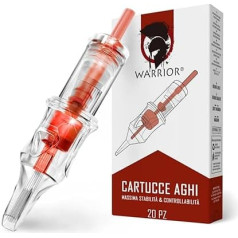 WARRIOR Dimanta kārtridži Augstas redzamības PVC/protektors Sterilizētas tetovēšanas adatas EoGas tetovēšanas adatu kārtridži Curve Magnum 20 ķirurģiskā tērauda vienreizlietojamo permanentā grima adatu komplekts (0,30 mm - 1025 cm)