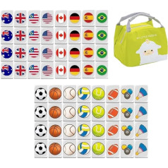 DAGESVGI Escape Game Blocks Mahjong Sets with 65 tiles, 30 mm, sports ball and flag pattern, Mahjo game blocks, handbag, family party with