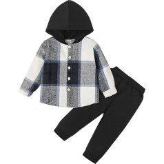 Refein toddler bērnu zēns zēnu apģērbu apģērbs apģērbs garām piedurknēm Hoodie pārbaudīts krekli pogas uz leju jaka Top Jogger treniņbikses komplekti pavasarī rudens ziema