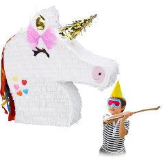 2 x Vienradzis Pinata karājas Bērnu Meitenes Dzimšanas diena Vienradzis Pinata, lai aizpildītu sevi Pinata White