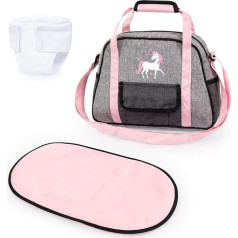 Bayer Design 69033AB Lelles pārtīšanas soma, pārtīšanas paklājiņš, auduma autiņbiksītes, džinsa pelēks, rozā krāsā