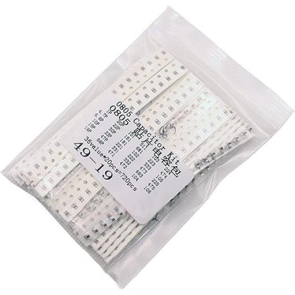 Kondensator-Kit 0805 SMD-Kondensator-Sortiment-Kit, 36 Werte * 20 Stück = 720 Stück 1 pF ~ 10 uF Muster-Kit Elektronische DIY-Kit-Kondensatoren Diodenschalter