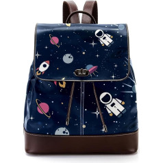 Outer Space Rocket Cosmonaut Spaceship Planet Navy Blue Personalised School Bags Grāmatu somas pusaudžiem, daudzkrāsains, 27x12.3x32cm, mugursomas mugursomas