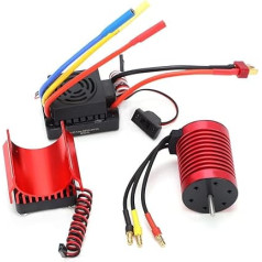 3300KV RC Brushless Motor Set, 4 Pole 12 Slot Brushless Motor 60A ESC Heatsink Combo for 1/10 RC Car