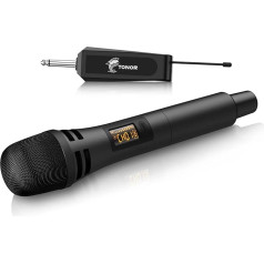 TONOR Wireless Microphone Wireless Microphone Handheld Microphone Dynamic Microphone Microphone with Receiver for Amplifier PA System Karaoke Wedding Party Conference Lecture TW310 Black