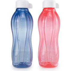 Tupperware EcoEasy ūdens pudele zila 500 ml + rozā 500 ml skrūvējams vāciņš balta ūdens pudele C136 9219D-1