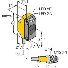 3068758 - QS18EP6DBQ5, optisks sensors, atstarotājs