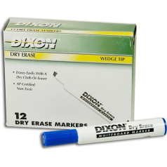 Dixon Dry Erase Markers, ķīļveida uzgalis, zils, 1 ducis (92108), Dixon