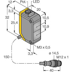 3078195 - Q20PLVQ5, optisks sensors Reflexionslichtschranke