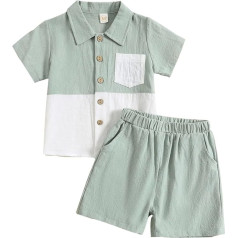 Himllauen Baby Boys' Clothing Short Sleeve Shirt and Shorts 2-Piece Set Cotton Baby Clothing Summer Outfit