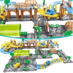 JONRRYIN rotaļlieta, vilciena komplekta rotaļlieta, sacīkšu trases rotaļlieta, rotaļlieta ar elektrisko vilcienu, radoša rotaļlieta bērniem no 3 līdz 11 gadiem (132 gab.)