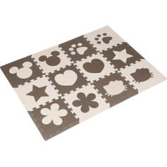 Rotaļu paklājiņš Baby Puzzle Rug, Putas, Baby, 36 gabaliņi Baby Foam ar 6 multiplikācijas filmu motīviem, netoksisks Eva, 30 x 30 x 1 cm (bēšs - 36 gabaliņi)