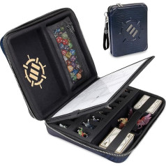 ENHANCE RPG Organizer Case, Collector's Edition - DND Folder with Built-in Character Sheet Holder, Cube Roll Area, Removable Pen Pocket, Miniature Foam Tray (Dragon Blue)