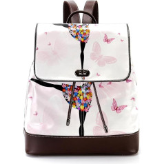 Personalisierte lässige Tagesrucksack-Tasche für Teenager, Ballerina, Mädchen, Blumen, Schmetterling, Schultaschen, Büchertaschen, mehrfarbig