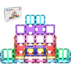 PicassoTiles PT42 Designer Artistry Kit 42pcs Set Magnet Building Tiles Clear Color Magnetic 3D Building Block - Radošums ārpus iztēles! Izglītojoša, iedvesmojoša, tradicionāla, izklaidējoša