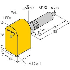 Turck Eintauchsensor FCS-G1/2A4P-LIX-H1141/L080 6870055 Darbības diapazons (Bereich): 19,2-28,8 V/DC