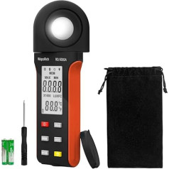 Luksmetra gaismas mērītājs, WapoRich Light Meter digitālais apgaismojuma gaismas mērītājs ar apkārtējās temperatūras apgaismojumu fotogrāfijai, augiem (RQ-5000A) 1 ~ 400,000Lux/FC ar apkārtējās temperatūras apgaismojumu (RQ-5000A)