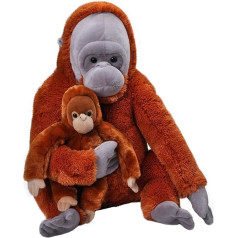 Wild Republic Mamma un mazulis Jumbo orangutāns, 76 cm, dāvanu ideja bērniem, mīļa rotaļlieta ar mazuli, milzu pildīta rotaļlieta, kas izgatavota no pārstrādātām ūdens pudelēm