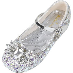 Abendschuhe Mädchen Prinzessin - Einzelne Schuhe Mit Strass Niedriger Absatz Kleidschuhe Kristall Frozen Halbschuhe Elegante Glitzer Ballettschuhe Weich Kinderschuhe Cosplay Schuhe