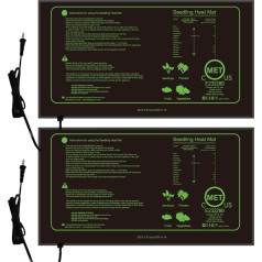 Seedlings Heating Mat - 25 x 50cm, izturīgs un ūdensizturīgs, silts hidroponiskais sildīšanas spilventiņš sēklu dīgšanai, iekštelpu dārzkopībai, siltumnīcai, 2 iepakojums