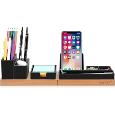 Desk Organiser Aothia Table Organiser Wooden Office Organiser Adjustable Pen Holder Phone Stand Sticky Notes Pencil Tray DIY Decoration Table Organiser Black