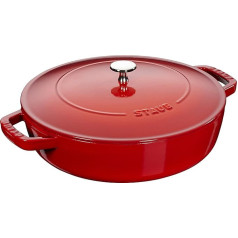 Staub cepamais trauks ar Chistera, piemērots indukcijas plītīm, čuguns, 1 gabals, ķiršu sarkans, 28 cm