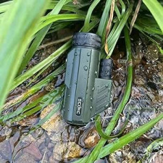 SCOKC Waterproof Monocular Telescope | Lightweight with Travel Bag, Compact, 10x Magnification, Wide Field of View for Bird Watching, Hunting, Hiking, Camping (12x32, Army Green)