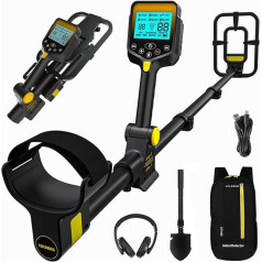 LOLARAN Metal Detector Set for Adults and Children, Rechargeable Lithium Battery, Metal Detector Professional with Pinpoint Mode, Wireless Retractable Foldable Metal Detector Waterproof