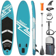 FBSPORT Piepūšamā SUP dēlis, piepūšamais SUP dēlis, piepūšamais SUP dēlis, 15 cm biezs, sērfborda komplekts ar regulējamu alumīnija SUP airi + sūknis