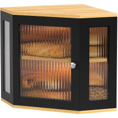 EXABANG Brotkasten Ecke Bambus Eckbrotkasten Brotaufbewahrungsbox mit 2 Etagen, Holz Brotbehälter Brotaufbewahrung lebensmittelecht pflegeleicht Brotbox 32x32x35cm