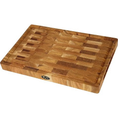 B4K® 45х30х4 cm Chopping Block Made of Oak End Wood | End Grain Board with Handles and Silicone Feet | Antibacterial End Grain Board | End Wood Board | Kitchen Board | Chopping Board