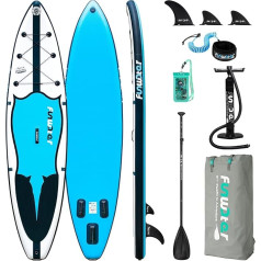 FunWater Augstāka izmēra airu dēlis Surfbrett SUP Komplettes Paddleboard Zubehör Verstellbares Paddel, Pumpe, ISUP Reiserucksack, Leine, wasserdichte Tasche, Erwachsene Paddelboard