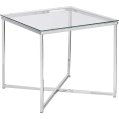 AC Design Furniture Gurli Ecktisch Quadratisch, B: 50 x T: 50 x H: 45 см, Klar/Chrom, Glas/Metall, 1 Stk