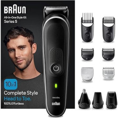 Braun All-In-One MGK5440 Beard Care Bodygroomer Set, 6 в 1 триммер для бороды / триммер для волос для мужчин, насадки для стрижки волос, расческа, 50 минут работы в бес