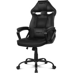 DRIFT GAMING krēsls DR50 -DR50B- Profesionāls spēļu krēsls, regulējams augstums, šūpuļkrēsls, polsterēti roku balsti, mākslīgā āda, melns, 67 x 122-131 x 67 cm