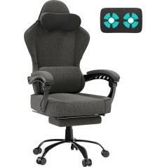 TRIUMPHLEY Stoff Gaming-Stuhl, Ergonomischer Sessel mit Verstellbarer Fußstütze und Lendenwirbelstütze, Professioneller Gaming-Bürostuhl, Geeignet für Büro und Zuhause (Grau)