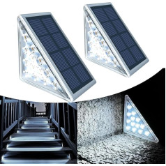 TOTHDATE Solar Step Lights Cool White Light, Solar Stair Light Outdoor Decking Light IP67 Waterproof for Ground Front Porch Decor Yard Pathway Garden Walkways Pack of 2