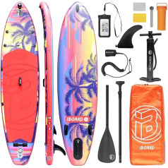 iBOARD Piepūšamais airu dēlis | SUP dēlis Stand Up Paddle Boarding | 11 x 32 x 6 collu biezums | Visi piederumi iekšpusē