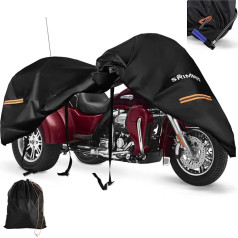 Trike Motorcycle Cover, Harley Davidson Cover with 3 Wheels, Waterproof Outdoor Storage, Heavy Duty 420D Oxford Fabric, Honda Trike Shelter, Tri Glide Cover with Zipper