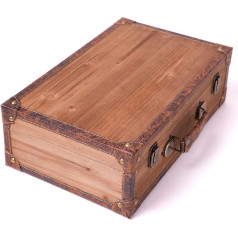 HONCOEN Treasure Chest Jewellery Box Koka uzglabāšanas kaste Dzīvojamā istaba Mākslas Māksla 41 x 28 x 13 cm