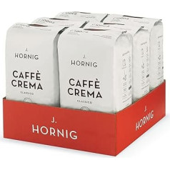 J. Hornig Espresso kafijas pupiņas, Caffè Crema Classico, 6 x 1 kg veselu kafijas pupiņu, riekstu un šokolādes garšas, piemērotas pilnībā automātiskajiem automātiem, portafiltru automātiem un espresso automātiem