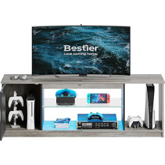 Bestier 148 cm LED TV statīvs 55/60/65 collu televizoriem Spēļu izklaides centrs ar skapīti PS5 Moderns TV skapītis ar regulējamiem stikla plauktiem viesistabai un guļamistabai